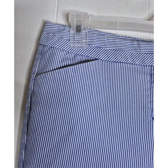 Express Designs Studio Blue White Stripe Editor Wide Leg Dress Pants Sz 4 - Picture 3 of 10